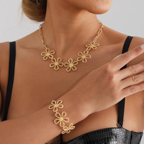 Zinc Alloy Jewelry Sets Flower gold color plated & for woman nickel lead & cadmium free Sold By PC