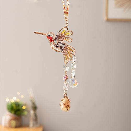Fashion Dream Catcher, Brass, with Quartz, Bird, handmade, for home and office, multi-colored, nickel, lead & cadmium free, 80x310mm, Sold By PC