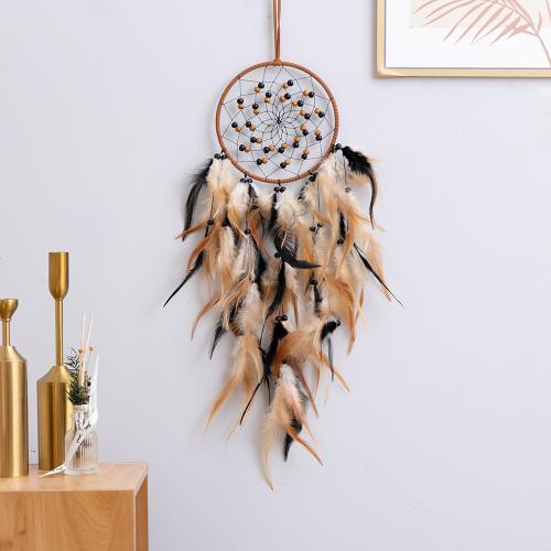 Fashion Dream Catcher, Iron, with leather cord & Feather, handmade, for home and office, nickel, lead & cadmium free, 160x700mm, Sold By PC