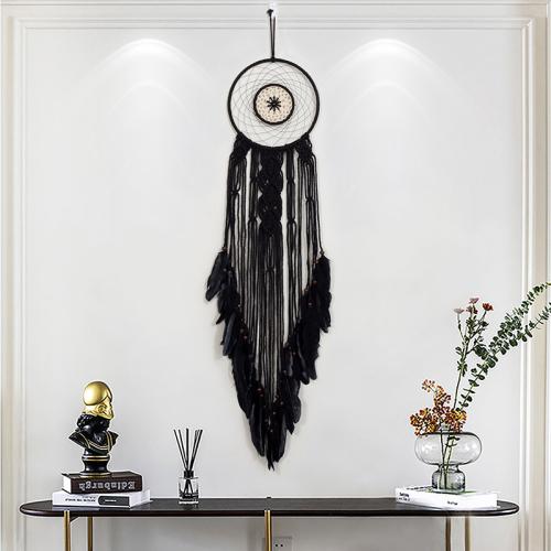 Fashion Dream Catcher, Iron, with Polyester and Cotton, handmade, for home and office, black, nickel, lead & cadmium free, 200x1105mm, Sold By PC