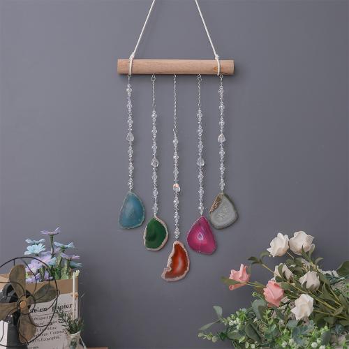 Hängende Ornamente, Holz, mit Naturstein & Achat, handgemacht, für Zuhause und Büro, farbenfroh, 200x570mm, verkauft von PC