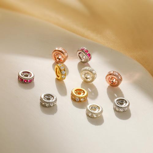 Spacer Beads Jewelry, 925 Sterling Silver, DIY & micro pave cubic zirconia, more colors for choice, Sold By PC