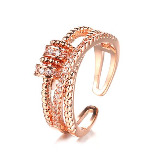 Kubieke Circonia Micro Pave Brass Ring, Messing, plated, micro pave zirconia & voor vrouw, meer kleuren voor de keuze, Verkocht door PC