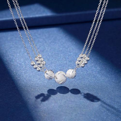 Ожерелья из латуни, Латунь, Другое покрытие, Женский, серебряный, длина:Приблизительно 41-50 см, продается PC