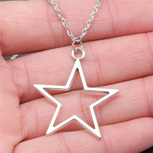Tibetan Style Jewelry Necklace, Star, antique silver color plated, DIY, Length:50 cm, Sold By PC