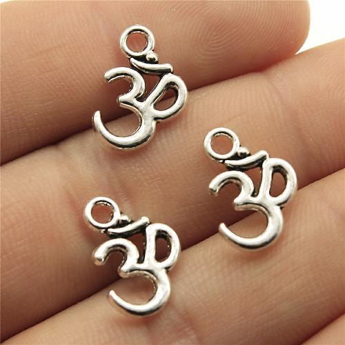 Tibetan Style Alphabet and number Pendants, plated, DIY, 15x10mm, Sold By PC