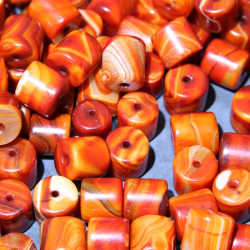 Achat Perlen, Zylinder, poliert, zufällig gesendet & DIY, rot, 15x16mm, verkauft von PC