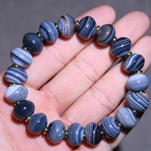 Ágata Pulsera, pulido, enviado al azar & unisexo, azul, beads size 9.5x13.5mm, longitud:aproximado 6-8 Inch, Vendido por UD