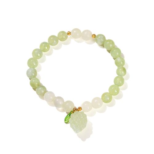 bracelet, avec Jade & laiton, raisin, fait à la main, bijoux de mode & pour femme, beads length 8mm, Longueur Environ 6 pouce, Vendu par PC