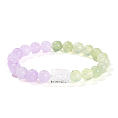 Natural Prehnite Bracelet, with Jade & Clear Quartz, handmade, fashion jewelry & for woman, Grade AAAAA, beads length 8mm, Length:Approx 6 Inch, Sold By PC