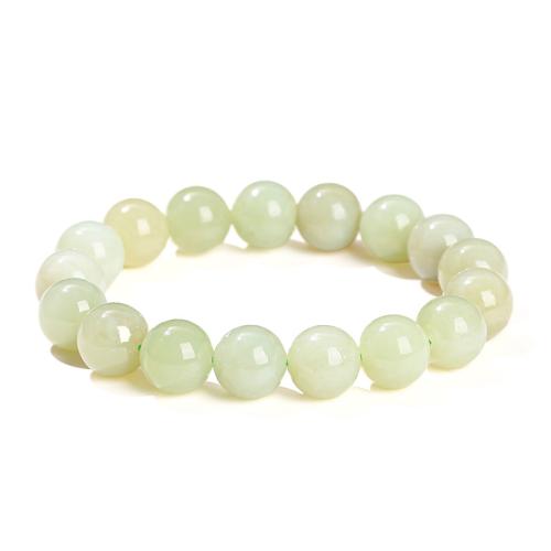 Hetian Jade Bracelet, Round, handmade, folk style & for woman, beads length 12mm, Length:Approx 6.5-7 Inch, Sold By PC