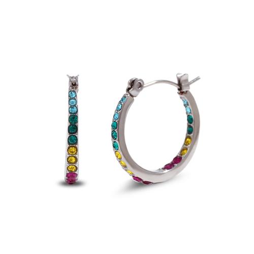 Stainless Steel Hoop Earring 316L Stainless Steel fashion jewelry & for woman & with rhinestone Sold By Pair