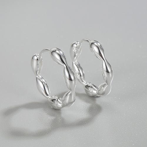 925 Sterling Silver Hoop Earrings, fashion jewelry & for woman, 16x15mm, Sold By Pair
