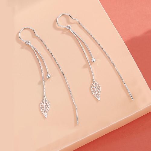 925 Sterling Silver Thread Through Earrings fashion jewelry & for woman Sold By Pair
