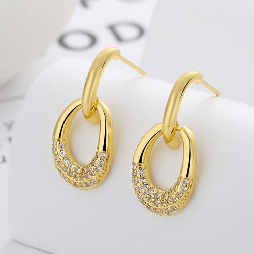 Cubic Zirconia Micro Pave Brass Earring, fashion jewelry & micro pave cubic zirconia & for woman, more colors for choice, 26mm, Sold By Pair