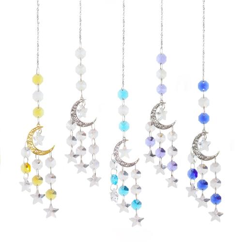 Wind Chimes Outdoor and Home Decoration , Tibetan Style, with Crystal, Moon, silver color plated, for home and office, more colors for choice, nickel, lead & cadmium free, 30x450mm, Sold By PC