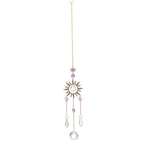 Wind Chimes Outdoor and Home Decoration , Tibetan Style, with Crystal, Sun, gold color plated, for home and office, nickel, lead & cadmium free, 70x470mm, Sold By PC