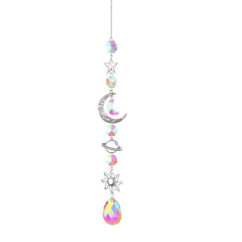 Hanging Ornaments, Tibetan Style, with Crystal, silver color plated, for home and office & different size for choice, more colors for choice, nickel, lead & cadmium free, Sold By PC
