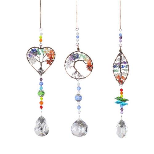 Hanging Ornaments, Tibetan Style, with Natural Gravel & Crystal, plated, for home and office & Different Shape for Choice, more colors for choice, nickel, lead & cadmium free, Sold By PC