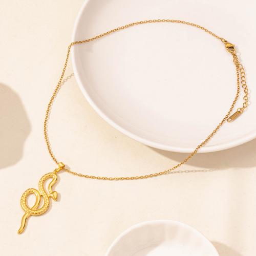 Edelstahl Schmuck Halskette, 304 Edelstahl, mit Verlängerungskettchen von 5cm, Schlange, Modeschmuck & verschiedene Größen vorhanden & für Frau, keine, Länge:ca. 40 cm, verkauft von PC