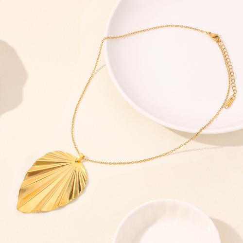 Stainless Steel Jewelry Necklace, 304 Stainless Steel, with 5cm extender chain, Leaf, Vacuum Ion Plating, fashion jewelry & different size for choice & for woman, more colors for choice, Length:Approx 40 cm, Sold By PC