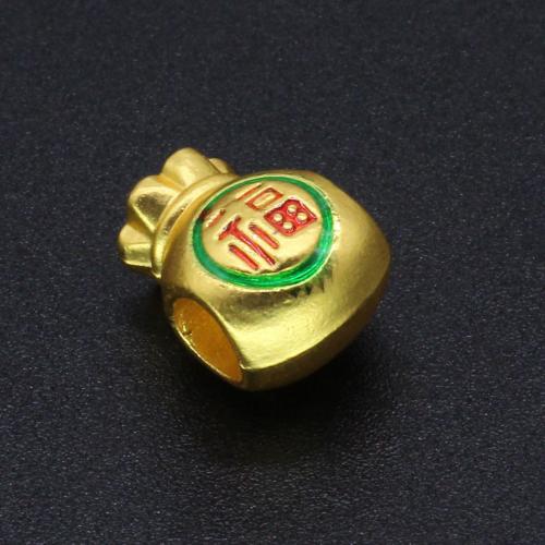 Tibetan Style Enamel Pendants, Money Bag, gold color plated, DIY, Sold By PC
