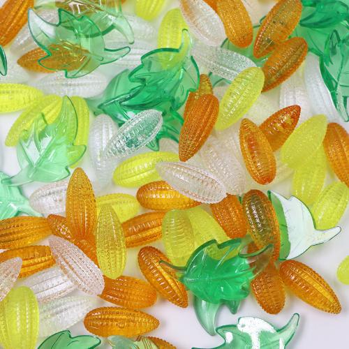 Fashion Decoration, Acrylic, injection moulding, DIY, mixed colors, Small corn 25*10mm, small leaves 37*21mm, 350PCs/Bag, Sold By Bag