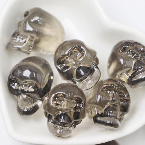 Acrylic Decoration, Skull, injection moulding, Halloween Design & DIY, black, 24x24x18mm, 105PCs/Bag, Sold By Bag
