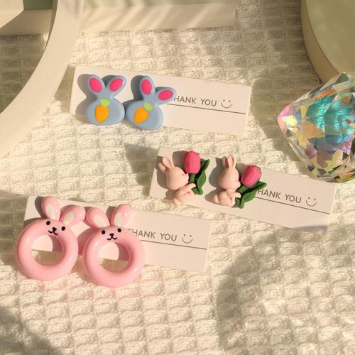 Resin Earring, Flower, fashion jewelry & different designs for choice, more colors for choice, Sold By Pair