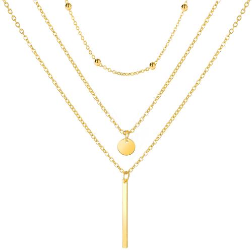 Brass Necklace, plated, three layers & fashion jewelry & for woman, gold, nickel, lead & cadmium free, Length:Approx 21-50 cm, Sold By PC