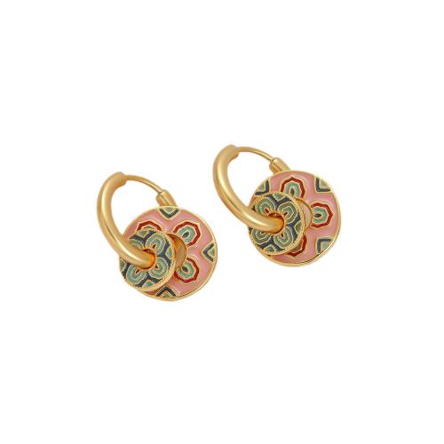 Brass Drop Earring, 18K gold plated, fashion jewelry & for woman & enamel, 21x14mm, Sold By Pair