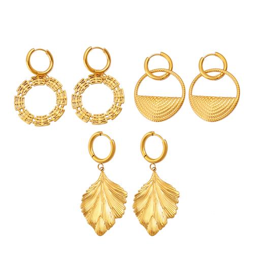 Huggie hoepel Drop Earrings, 316 Roestvrij staal, plated, verschillende stijlen voor de keuze & voor vrouw, gouden, Verkocht door pair