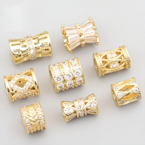 Brass Spacer Beads, plated, DIY & different styles for choice & micro pave cubic zirconia, golden, 10PCs/Lot, Sold By Lot