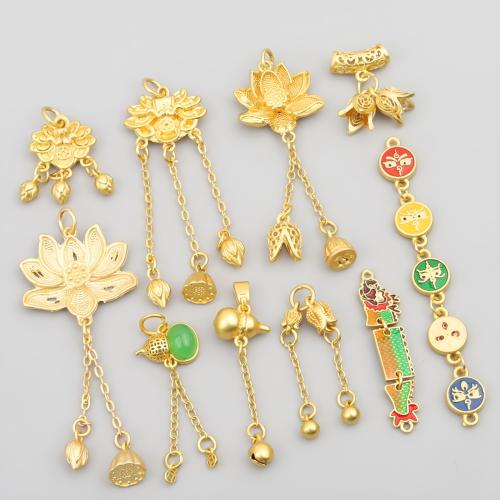 Zinc Alloy Pendants with Gemstone plated DIY & enamel golden Sold By Lot