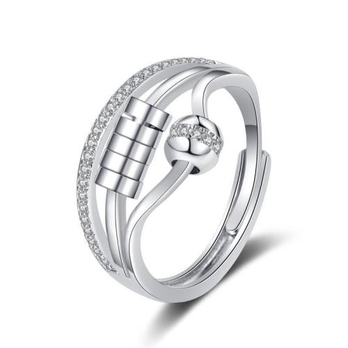 Kubieke Circonia Micro Pave Brass Ring, Messing, plated, verschillende stijlen voor de keuze & micro pave zirconia & voor vrouw, zilver, Verkocht door PC