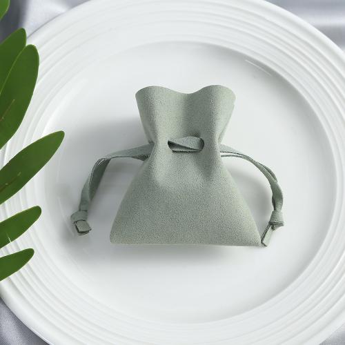 Microfiber PU Drawstring Bag, multifunctional & different size for choice, light green, Sold By PC