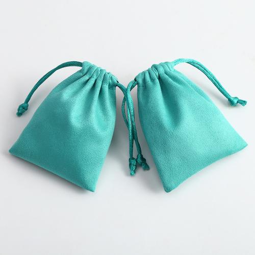 Suede Drawstring Bag, multifunctional & different size for choice, green, Sold By PC