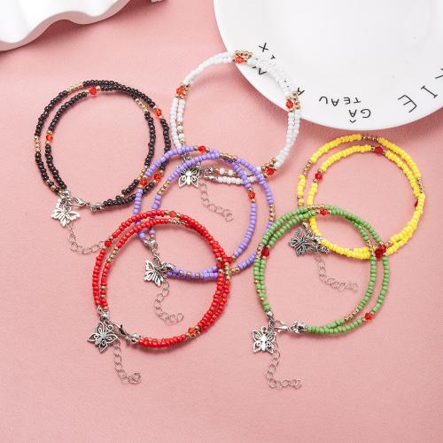 Seedbead Anklet, with Tibetan Style, plated, for woman, more colors for choice, Sold By PC
