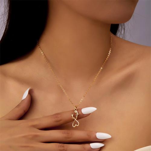 Zinc Alloy Jewelry Necklace with 5cm extender chain Heart plated & for woman & with rhinestone nickel lead & cadmium free Length 40 cm Sold By PC