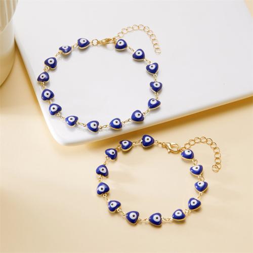 Brass Bracelet and Anklet gold color plated evil eye pattern & for woman & enamel nickel lead & cadmium free Sold By PC
