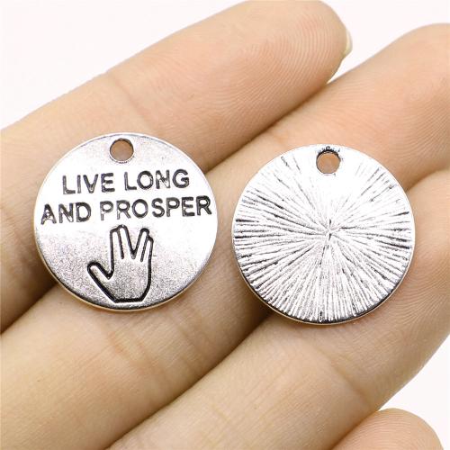 Zinc Alloy Pendants Round antique silver color plated DIY Sold By PC