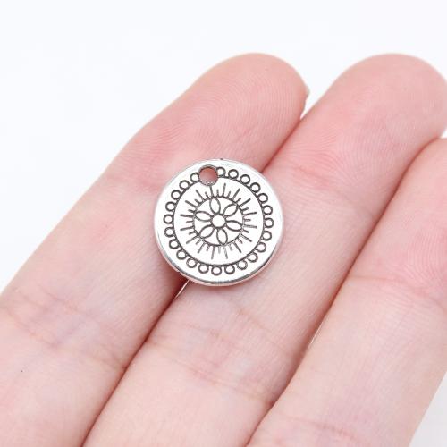 Tibetan Style Pendants, Round, antique silver color plated, DIY, 14x14mm, Sold By PC