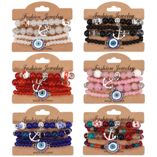 Glass Bracelet Set with Zinc Alloy 4 pieces & Bohemian style & for woman & enamel Inner Approx 65mm Sold By Set
