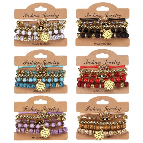 Glass Bracelet Set with Polyester Cord & Zinc Alloy & Acrylic Elephant 5 pieces & Bohemian style & for woman & enamel Length Approx 7 Inch Sold By Set