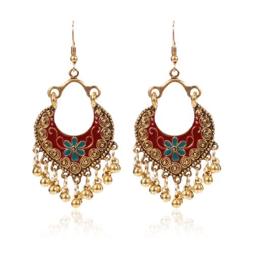 Zinc Alloy Drop Earring gold color plated Bohemian style & for woman & enamel Sold By Pair