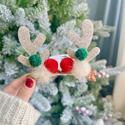 Christmas Hair Clip, Plush, with Tibetan Style, for woman, 75x50mm, Sold By PC