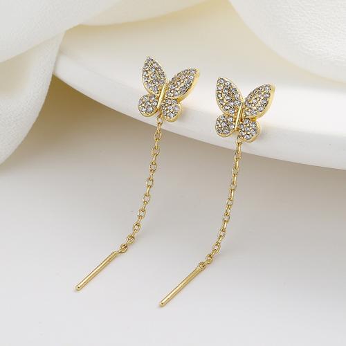 Cubic Zirconia Micro Pave Brass Earring Butterfly fashion jewelry & micro pave cubic zirconia & for woman 60mm Sold By Pair