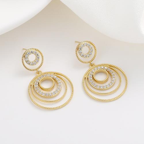 Cubic Zirconia Micro Pave Brass Earring, fashion jewelry & micro pave cubic zirconia & for woman, more colors for choice, 34x50mm, Sold By Pair