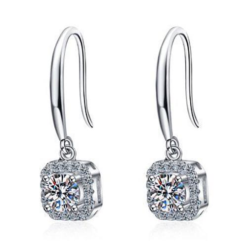 Brass Drop Earring with Moissanite fashion jewelry & for woman 20mm Sold By Pair