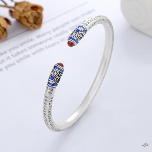 925 Sterling Silver Bangle Bracelet with Yunnan Red Agate fashion jewelry & for woman Inner Approx 60mm Sold By PC